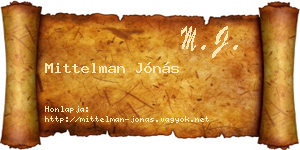 Mittelman Jónás névjegykártya
